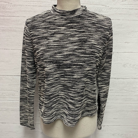 H&M Black And White Textured Sweater Zipper Back M - Picture 3 of 8